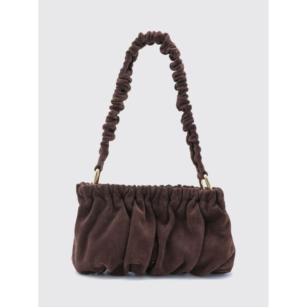 Marni Women Marni Ruched Synthetic Suede Shoulder Bag